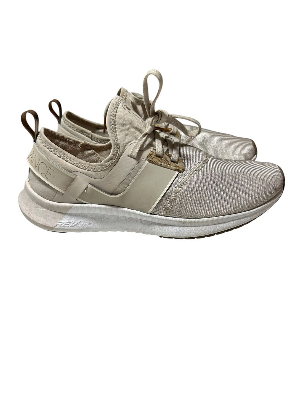 New Balance Women’s Neutral Beige Knit Lace-Up Sneakers size 9